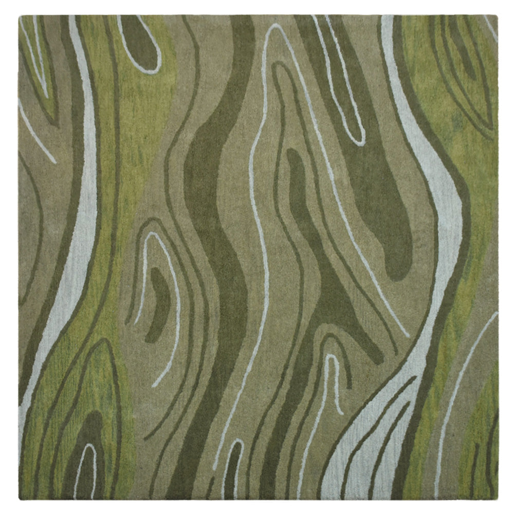 Hand Tufted Green Wool Abstract Rug