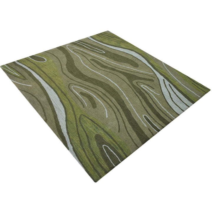 Hand Tufted Green Wool Abstract Rug