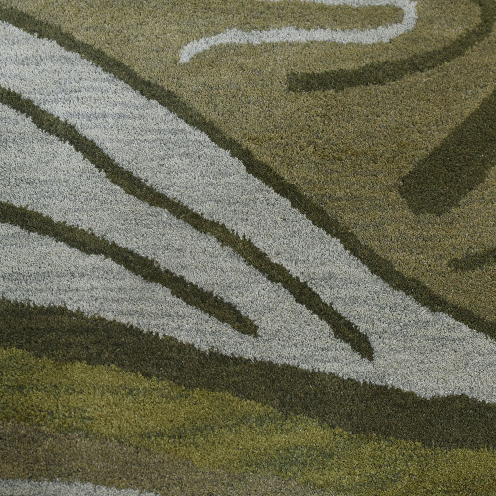 Hand Tufted Green Wool Abstract Rug