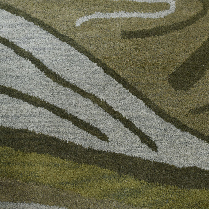 Hand Tufted Green Wool Abstract Rug