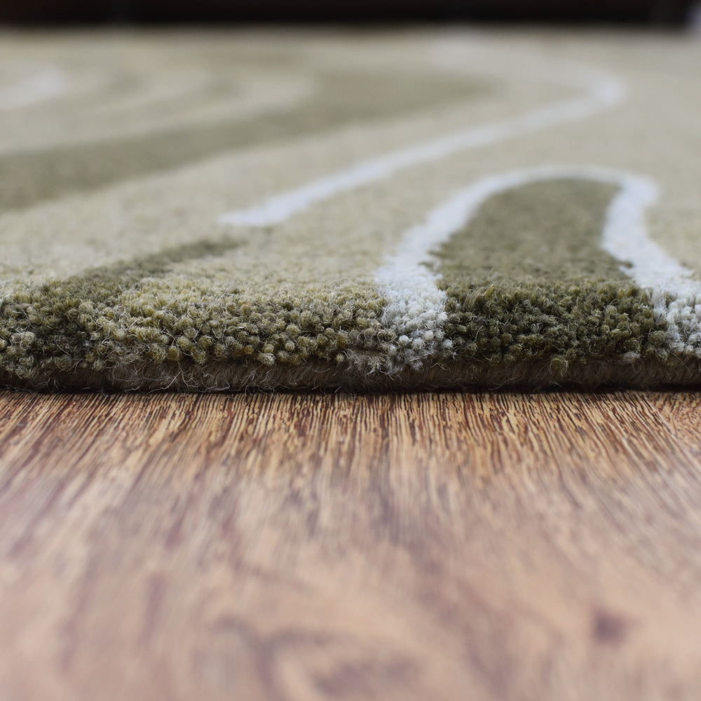 Hand Tufted Green Wool Abstract Rug