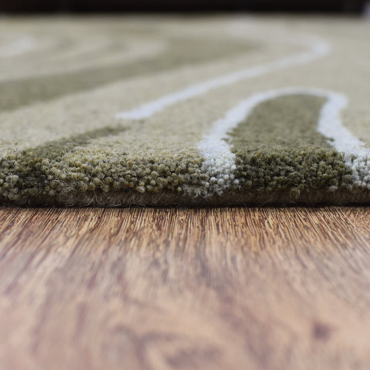 Hand Tufted Green Wool Abstract Rug