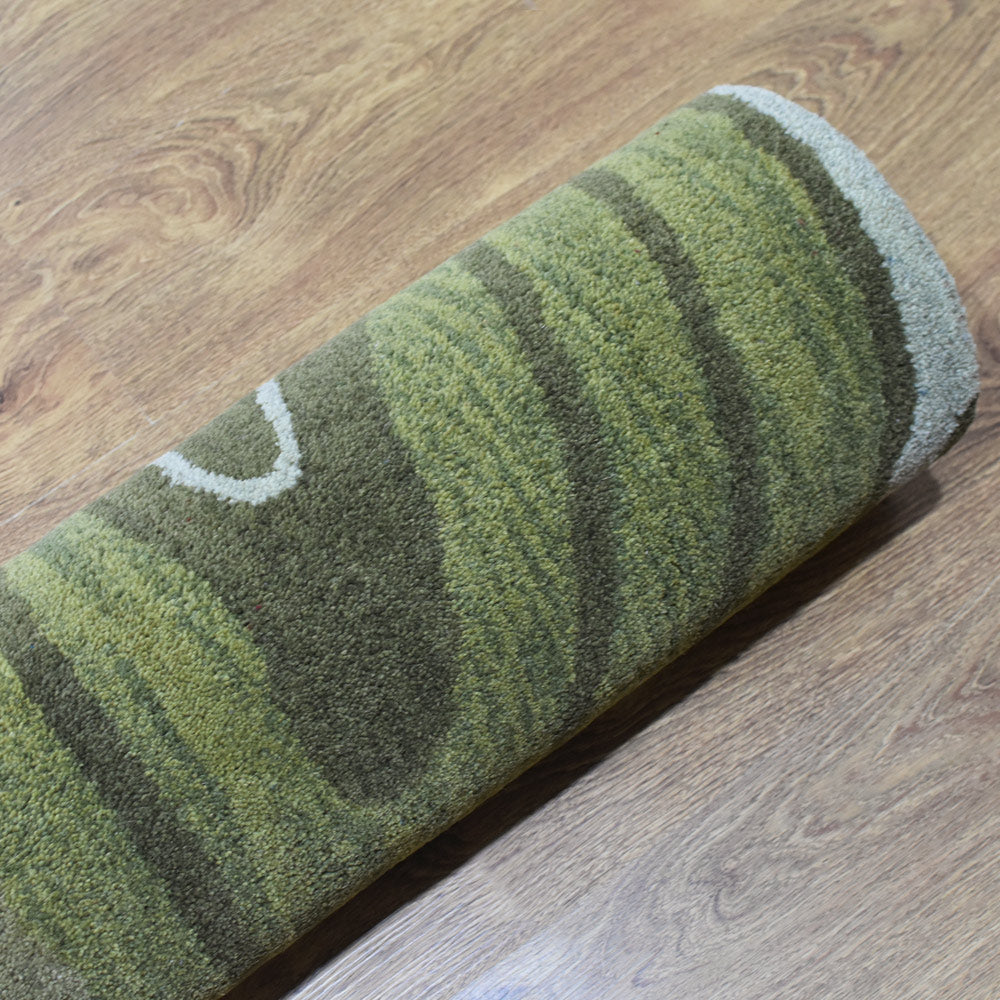 Hand Tufted Green Wool Abstract Rug