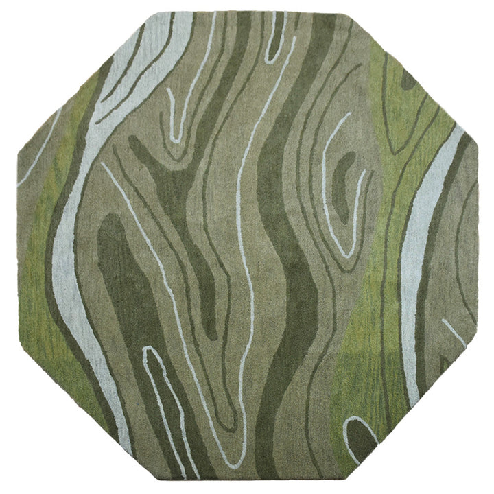 Hand Tufted Green Wool Abstract Rug