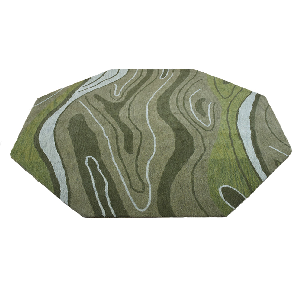 Hand Tufted Green Wool Abstract Rug