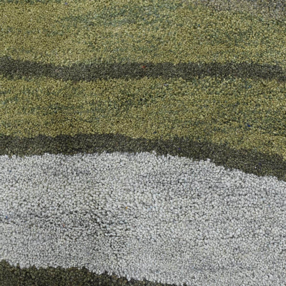 Hand Tufted Green Wool Abstract Rug