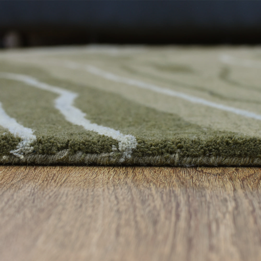 Hand Tufted Green Wool Abstract Rug