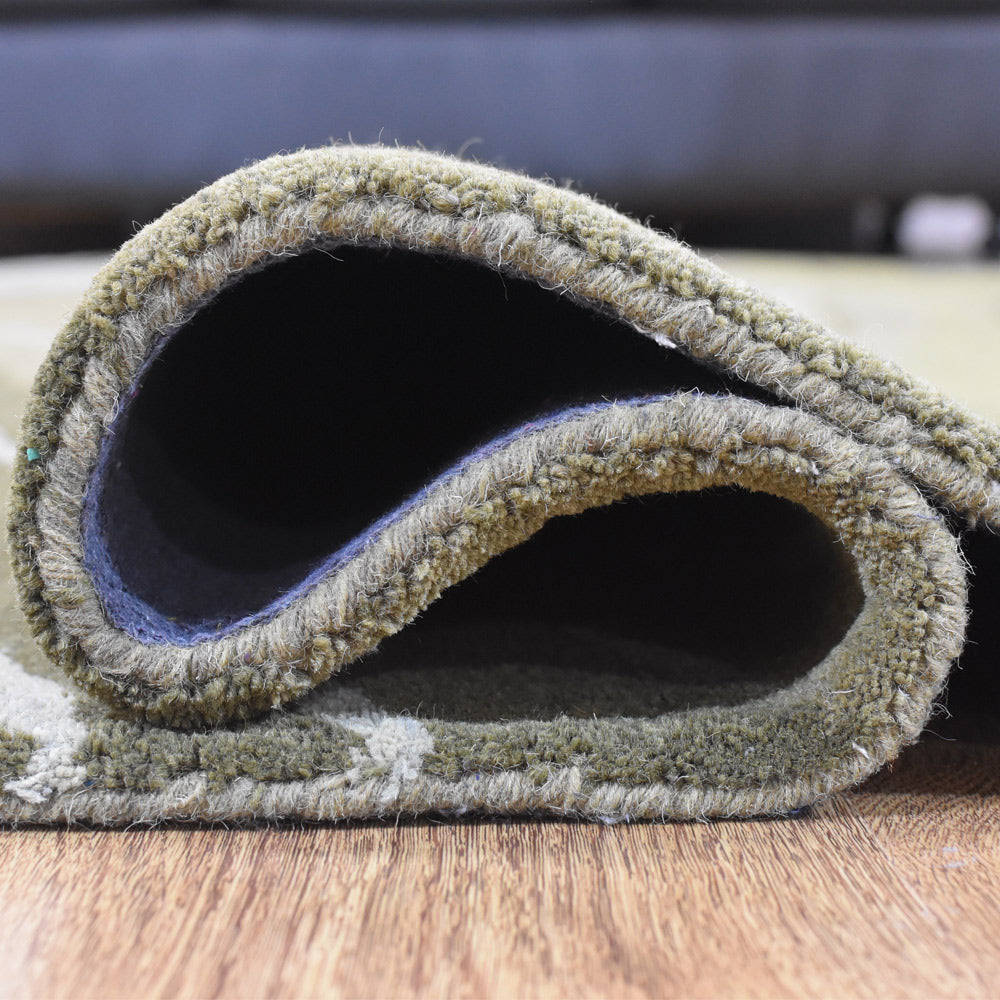 Hand Tufted Green Wool Abstract Rug