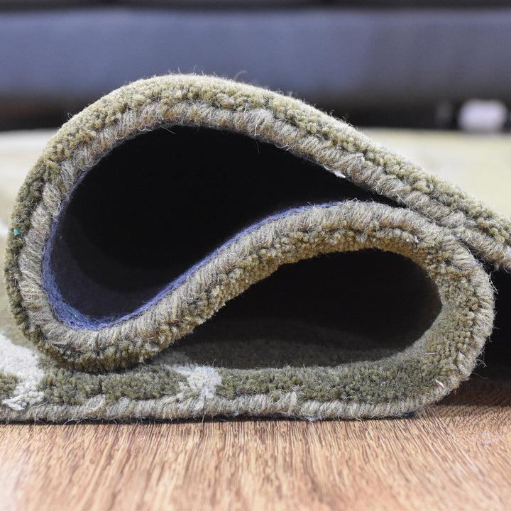 Hand Tufted Green Wool Abstract Rug