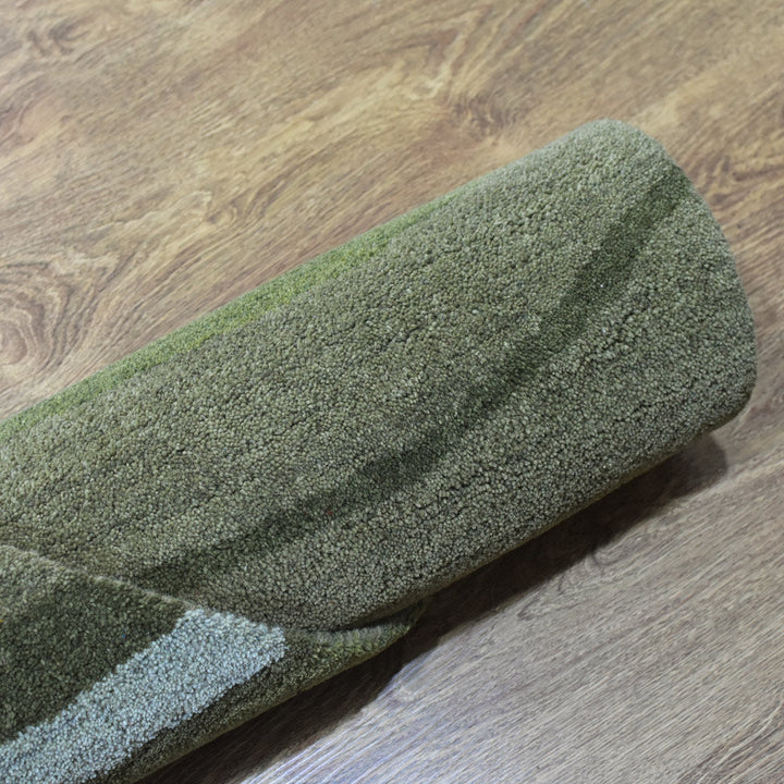 Hand Tufted Green Wool Abstract Rug