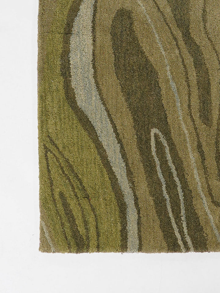 Hand Tufted Green Wool Abstract Rug