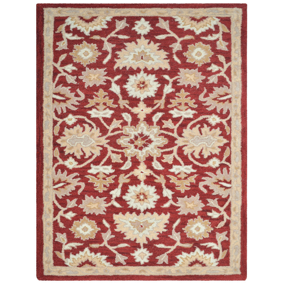 Hand Tufted Wool Area Rug Contemporary Red K00688