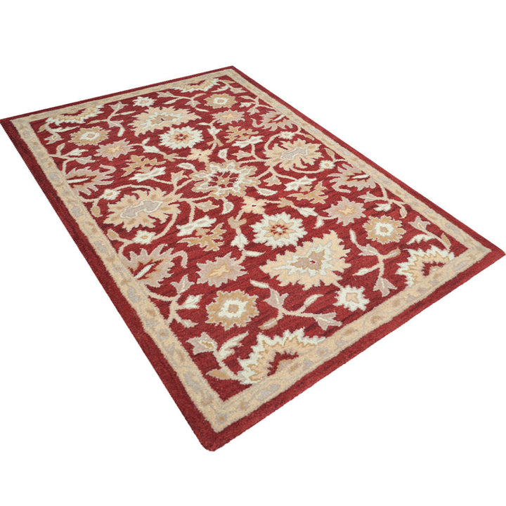 Hand Tufted Wool Area Rug Contemporary Red K00688