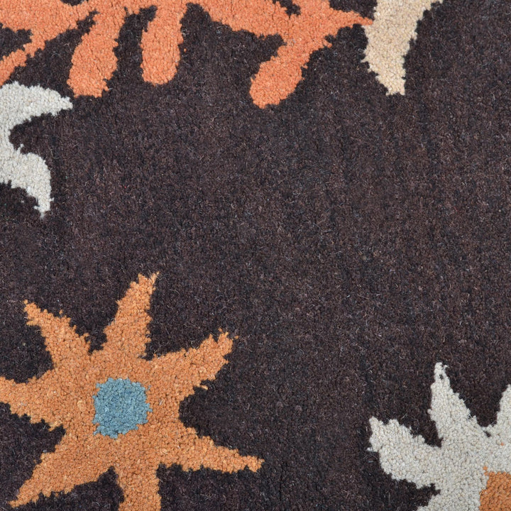Hand Tufted Wool Area Rug Floral Brown K00689