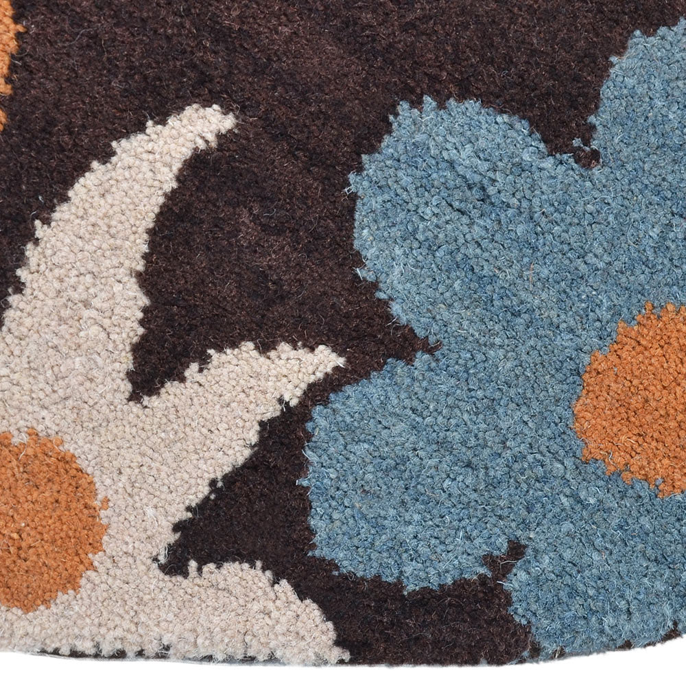 Hand Tufted Wool Area Rug Floral Brown K00689