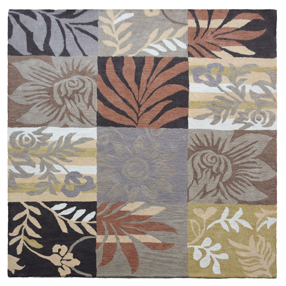 Hand Tufted Wool Area Rug Floral Multicolor K00690
