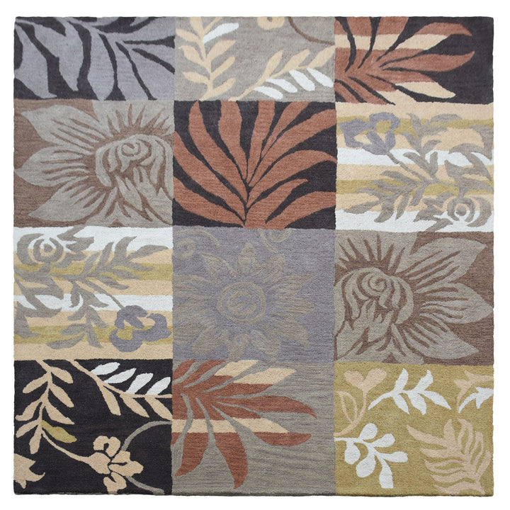 Hand Tufted Wool Area Rug Floral Multicolor K00690