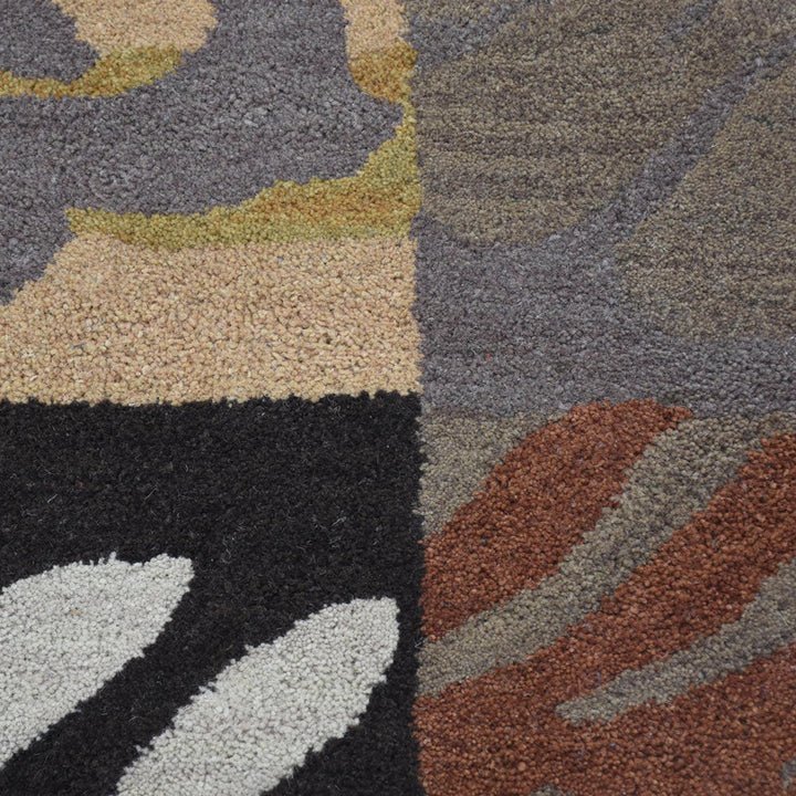 Hand Tufted Wool Area Rug Floral Multicolor K00690