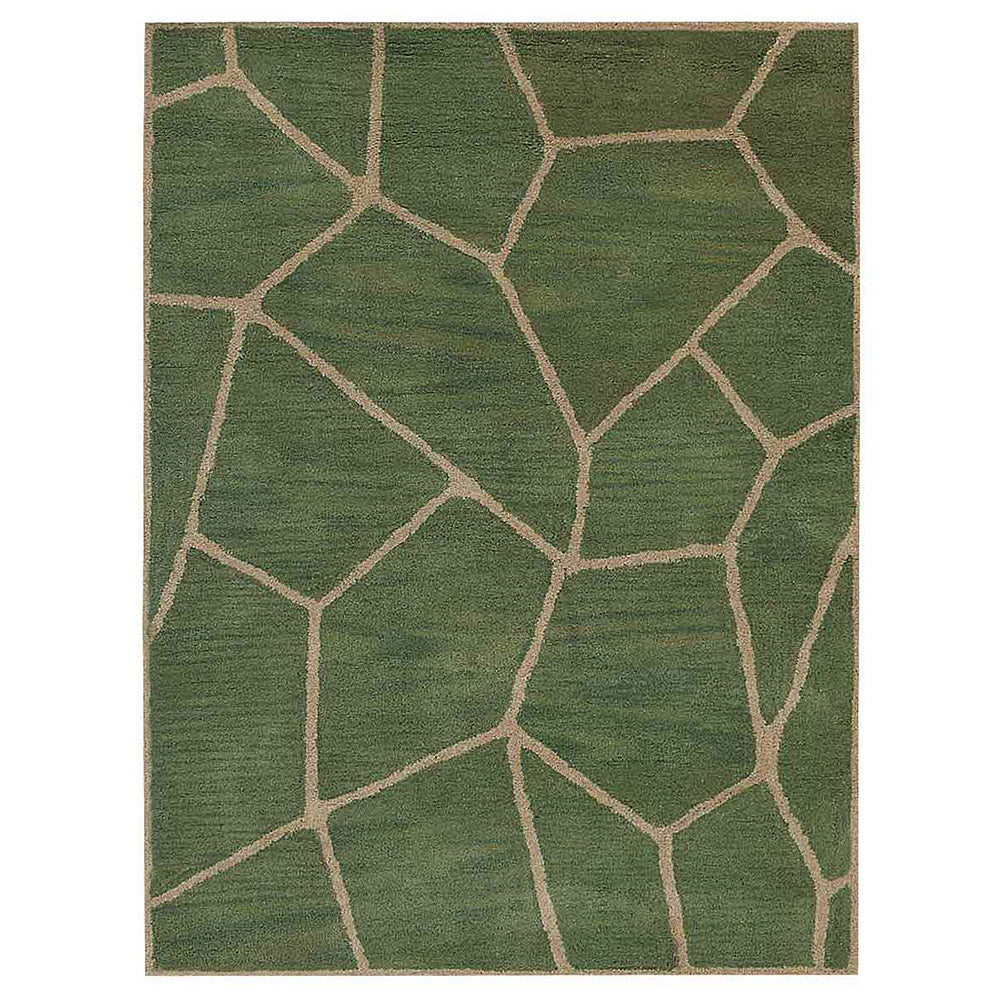 Hand Tufted Wool Area Rug Contemporary Green K00692