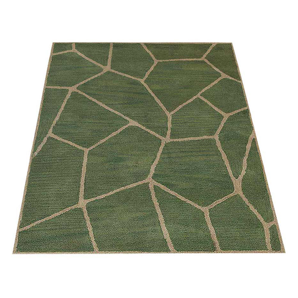 Hand Tufted Wool Area Rug Contemporary Green K00692