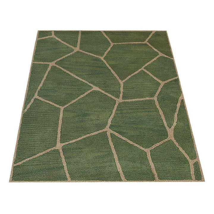 Hand Tufted Wool Area Rug Contemporary Green K00692
