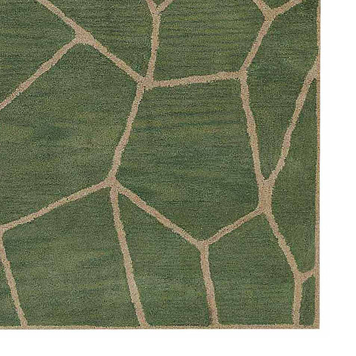 Hand Tufted Wool Area Rug Contemporary Green K00692
