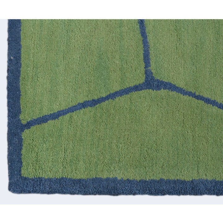 Hand Tufted Wool Area Rug Contemporary Green K00692