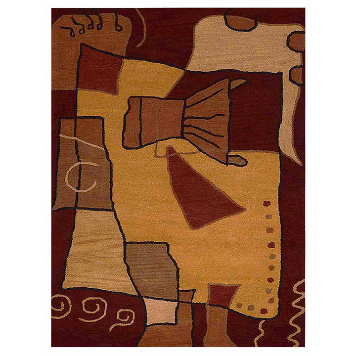 Hand Tufted Wool Area Rug Abstract Multicolor K00694
