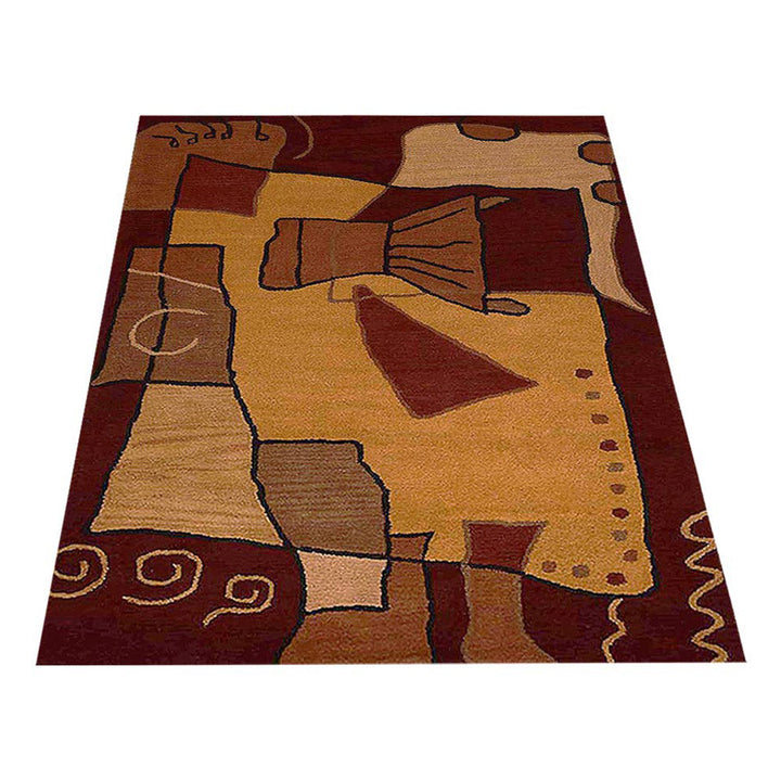 Hand Tufted Wool Area Rug Abstract Multicolor K00694
