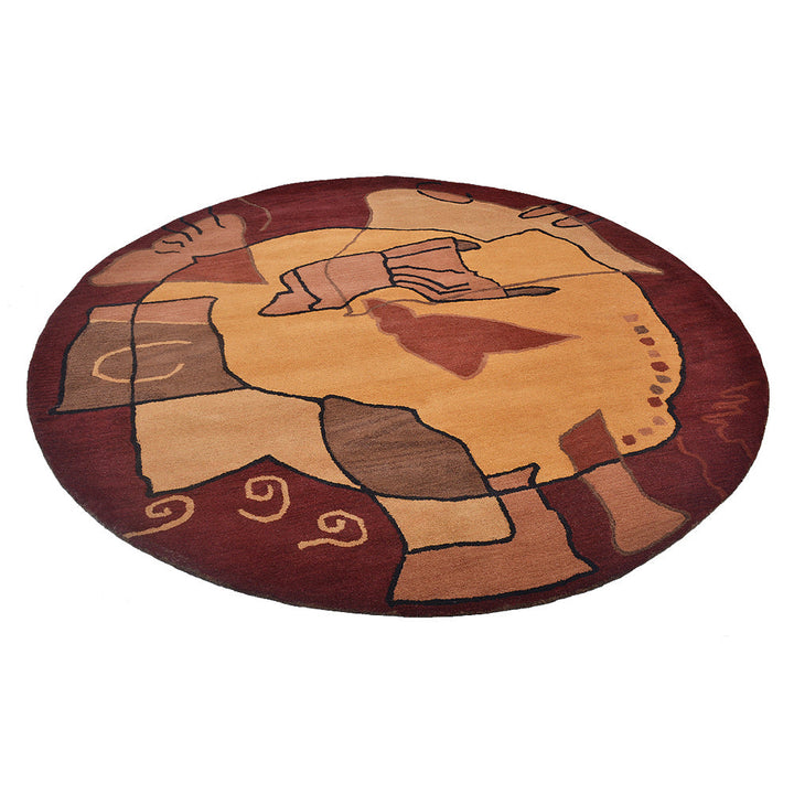 Hand Tufted Wool Area Rug Abstract Multicolor K00694