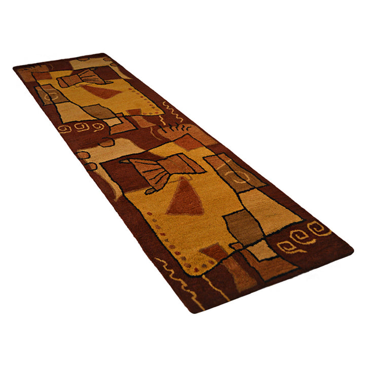 Hand Tufted Wool Area Rug Abstract Multicolor K00694