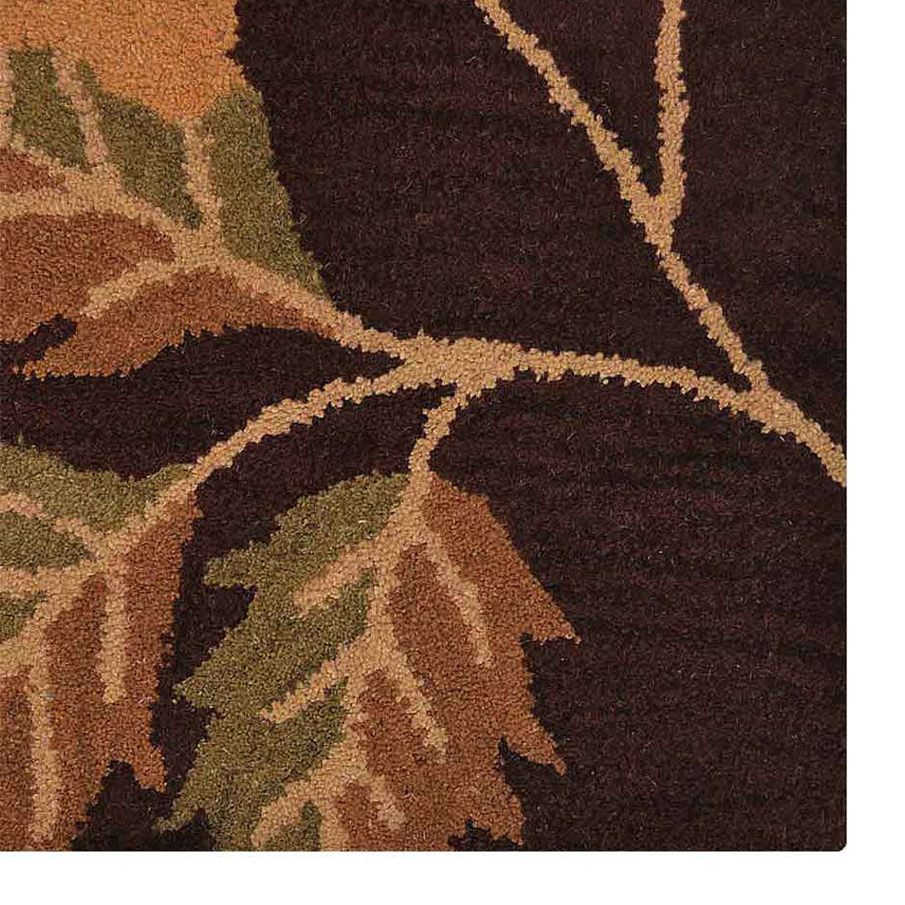 Hand Tufted Wool Area Rug Floral Brown K00698