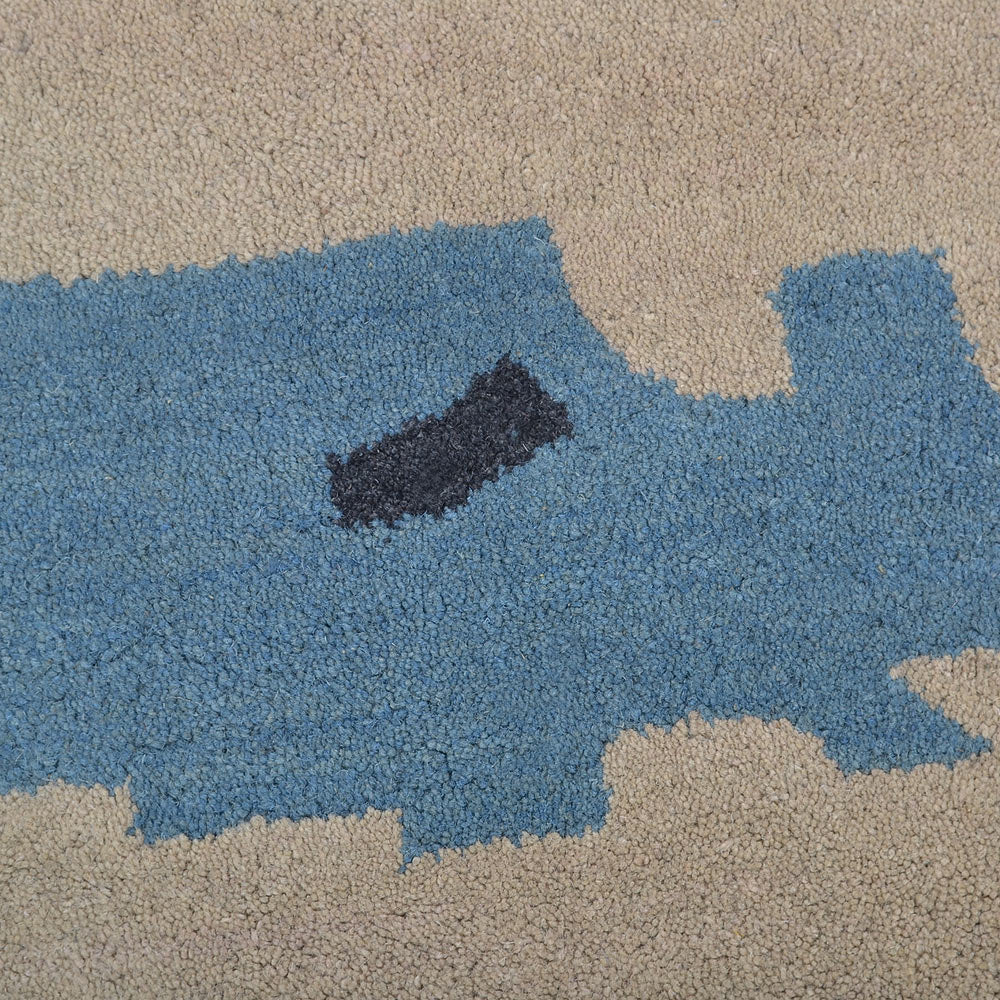 Hand Tufted Wool Area Rug Abstract Beige Blue K00702