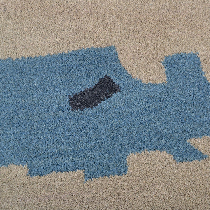 Hand Tufted Wool Area Rug Abstract Beige Blue K00702