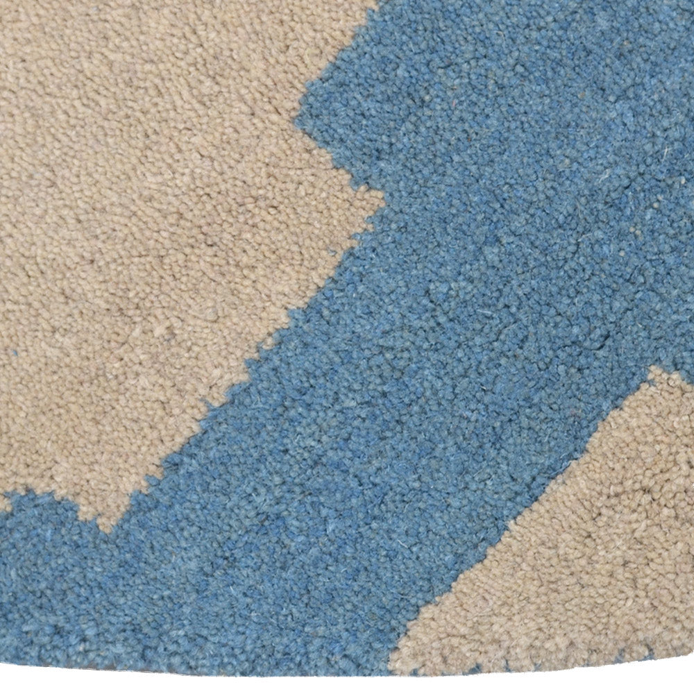 Hand Tufted Wool Area Rug Abstract Beige Blue K00702