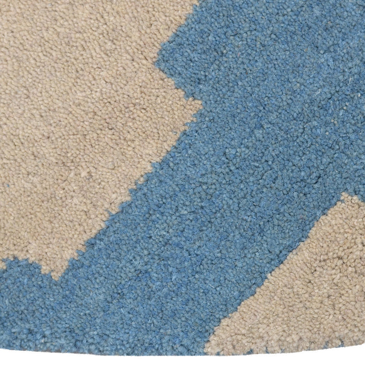 Hand Tufted Wool Area Rug Abstract Beige Blue K00702