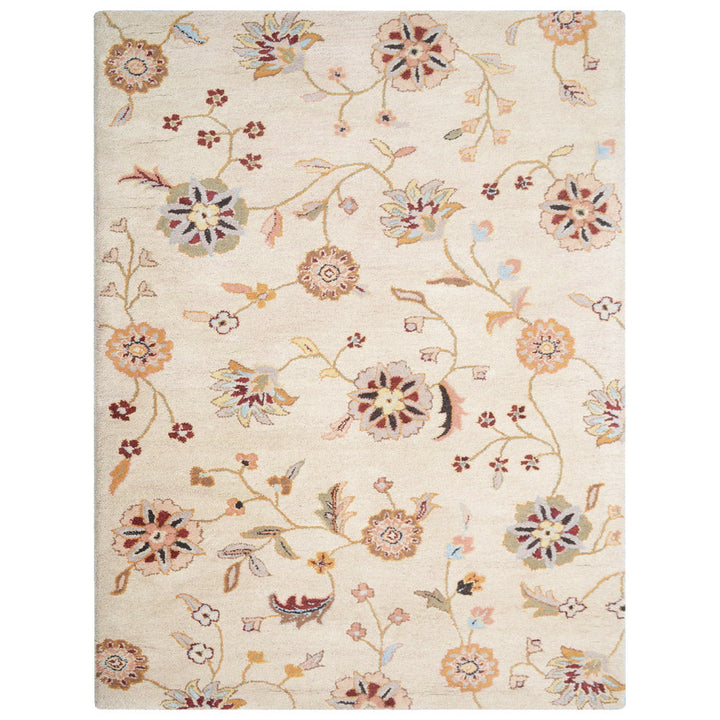 Hand Tufted Wool Area Rug Floral Cream K00708