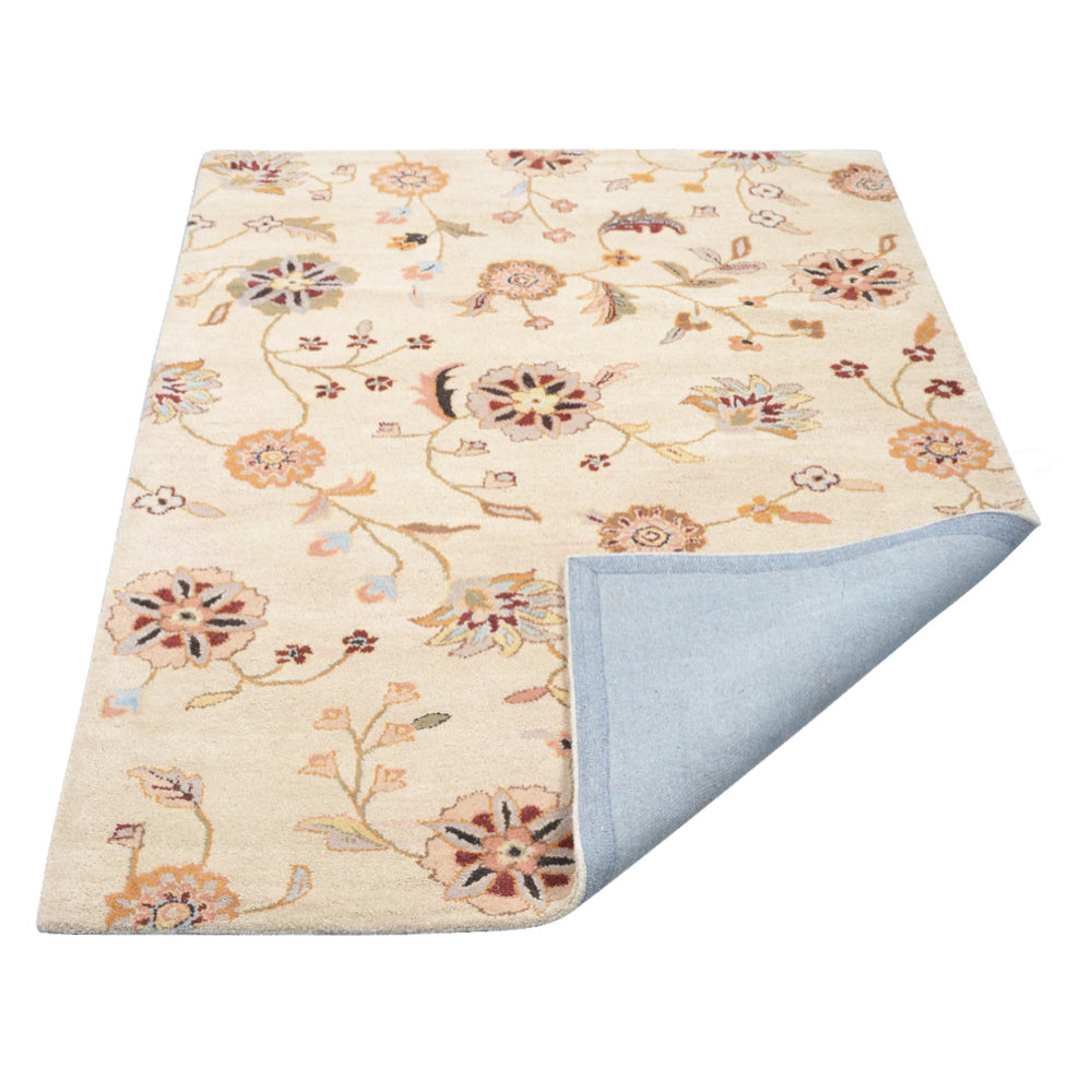 Hand Tufted Wool Area Rug Floral Cream K00708