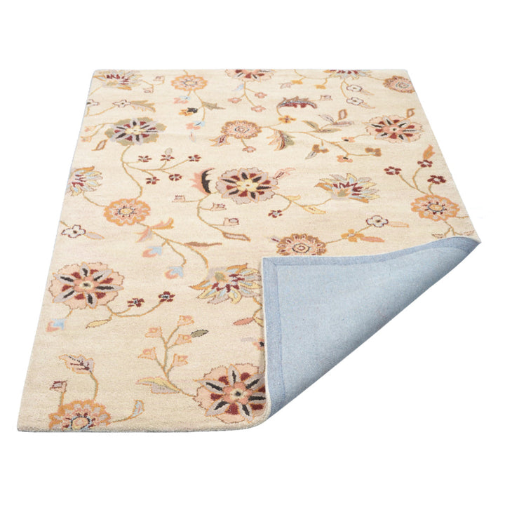 Hand Tufted Wool Area Rug Floral Cream K00708