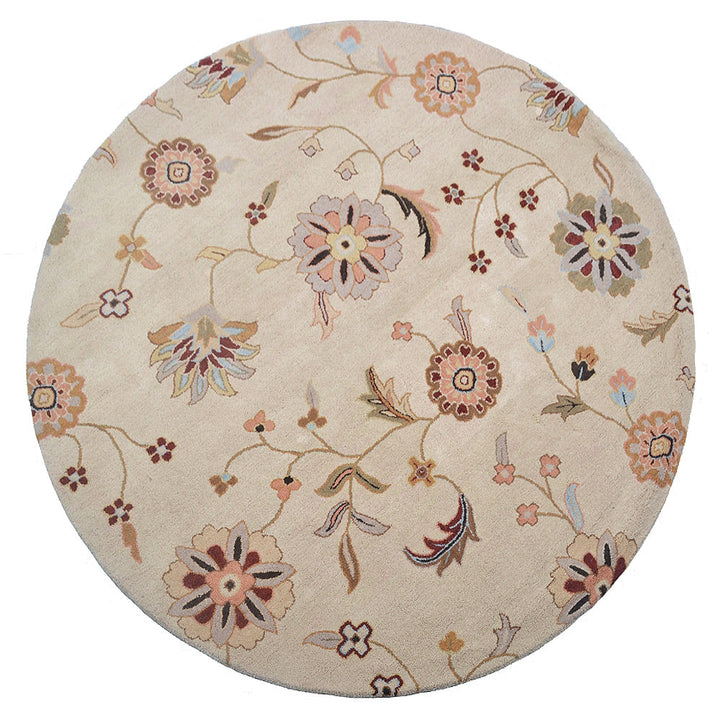 Hand Tufted Wool Area Rug Floral Cream K00708