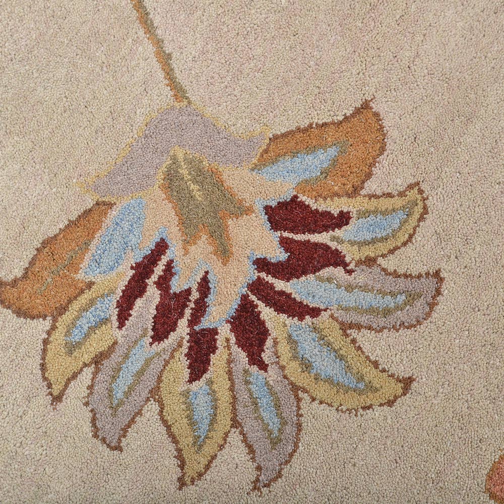 Hand Tufted Wool Area Rug Floral Cream K00708