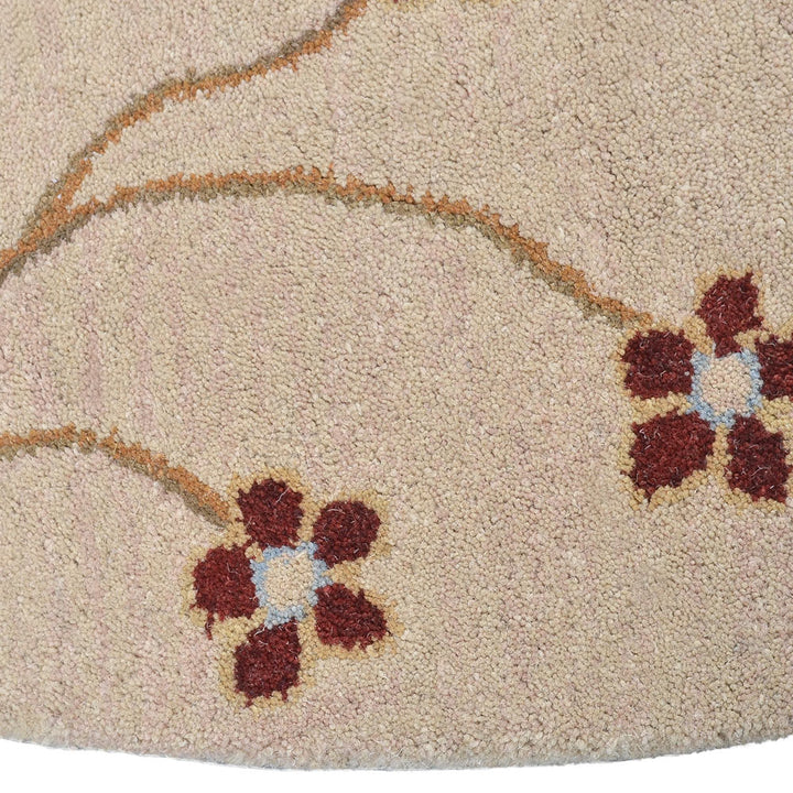 Hand Tufted Wool Area Rug Floral Cream K00708