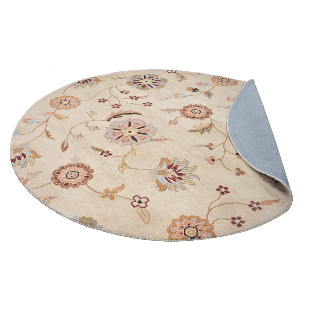 Hand Tufted Wool Area Rug Floral Cream K00708
