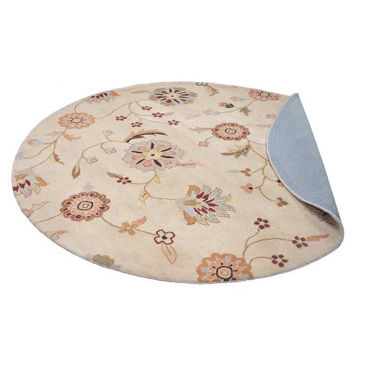 Hand Tufted Wool Area Rug Floral Cream K00708