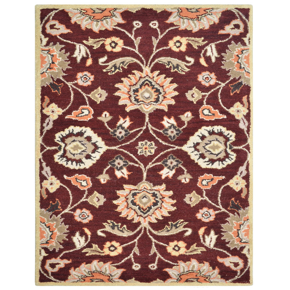 Hand Tufted Wool Area Rug Oriental Maroon K00712
