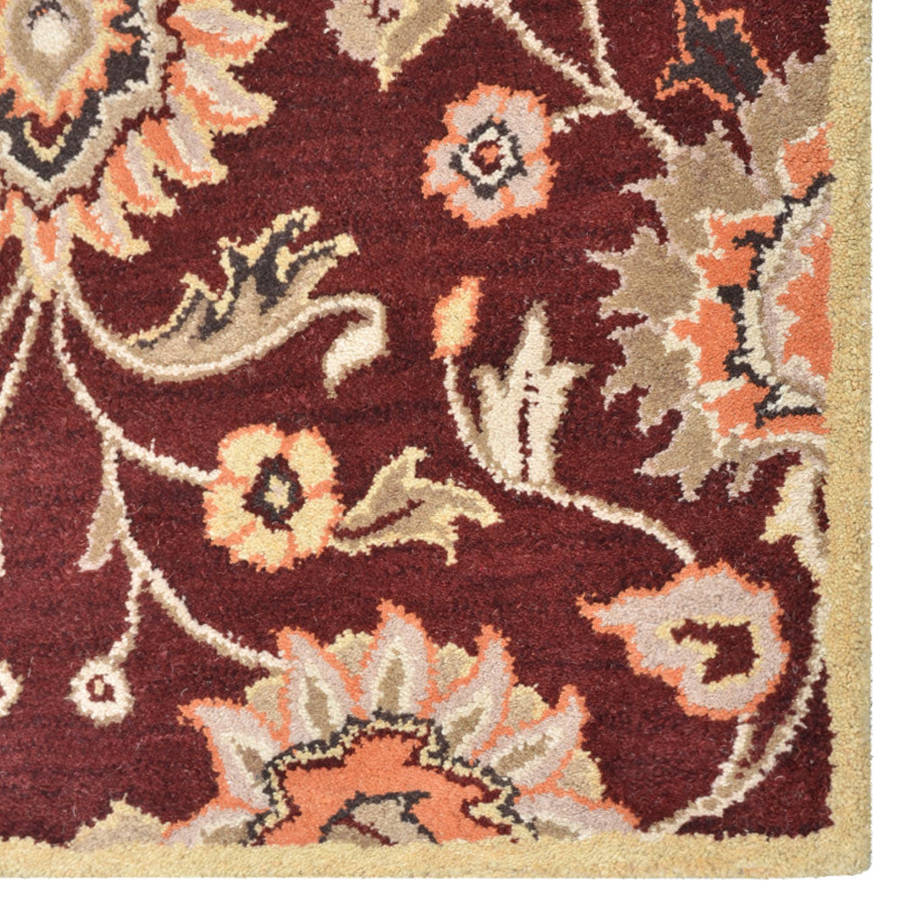 Hand Tufted Wool Area Rug Oriental Maroon K00712
