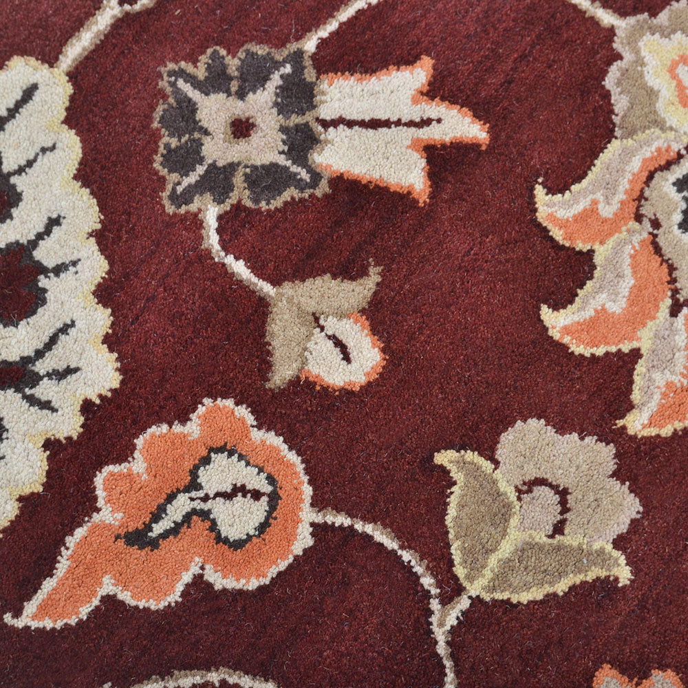 Hand Tufted Wool Area Rug Oriental Maroon K00712