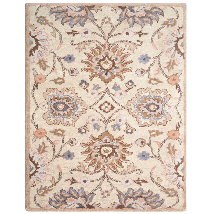 Hand Tufted Wool Area Rug Floral Cream K00714