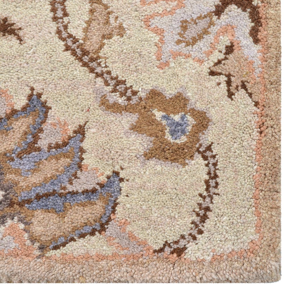 Hand Tufted Wool Area Rug Floral Cream K00714