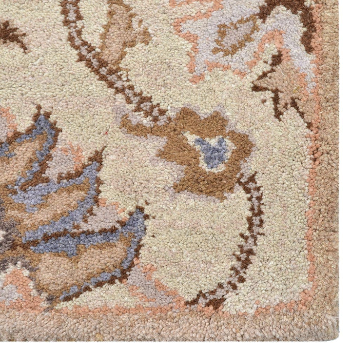 Hand Tufted Wool Area Rug Floral Cream K00714